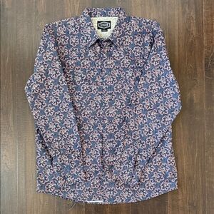 Gibson Men's Casual Shirt with Blue and Pink Pattern